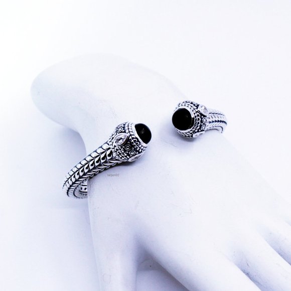 John Hardy JAI Onyx + White Topaz Deco Collection Sterling Silver Bracelet-AVG - Picture 2 of 12